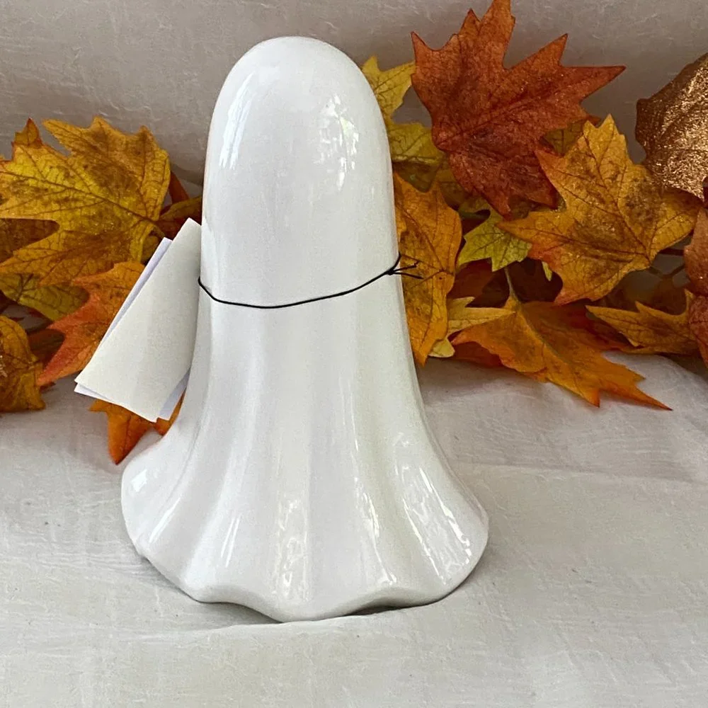 Led Light Up Ceramic Cut out Bats White Ghost Halloween Decor 8